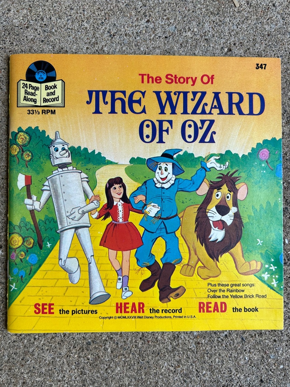 Walt Disney Vintage THE STORY OF THE WIZARD OF OZ READ-ALONG BOOK & RECORD
